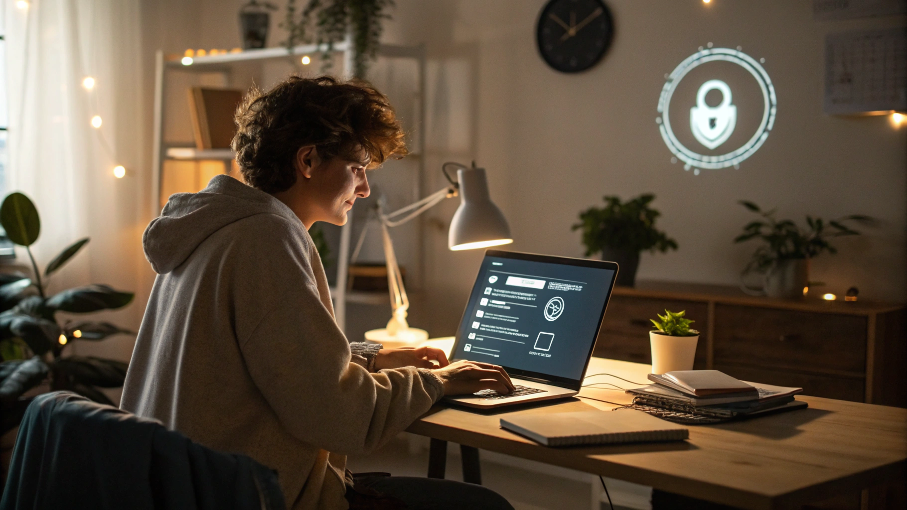 Person using a secure password manager on a laptop
